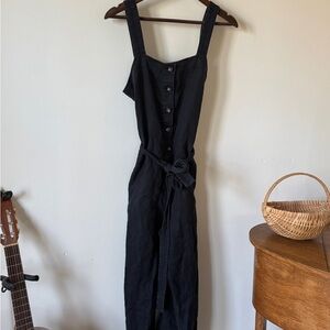 Everlane Black Linen Button-Front Jumper